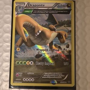 Pokemon Dragonite Trading Card - Gold and Brown